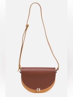 Cole Haan Brown and Tan Leather Crossbody Evie Saddle Bag